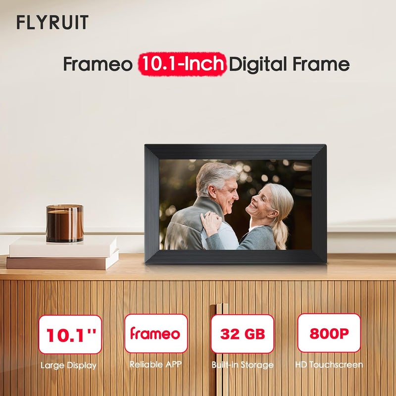 FLYRUIT Digital Picture Frame, 10.1 inch Frameo Digital Frame WiFi, 1280*800 IPS HD Touchscreen, 32GB Storage, Instant Share Pictures Video, Smart Photo Frame Electronic, Gifts for Mom, House Warming, Black - Image 2